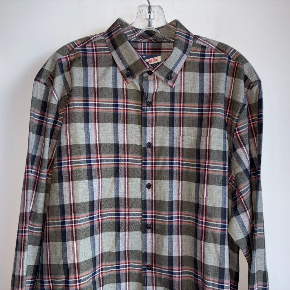 Johnnie-O Hangin' Out Plaid Long Sleeve Shirt Men's Large Pine Green - Euc View 2